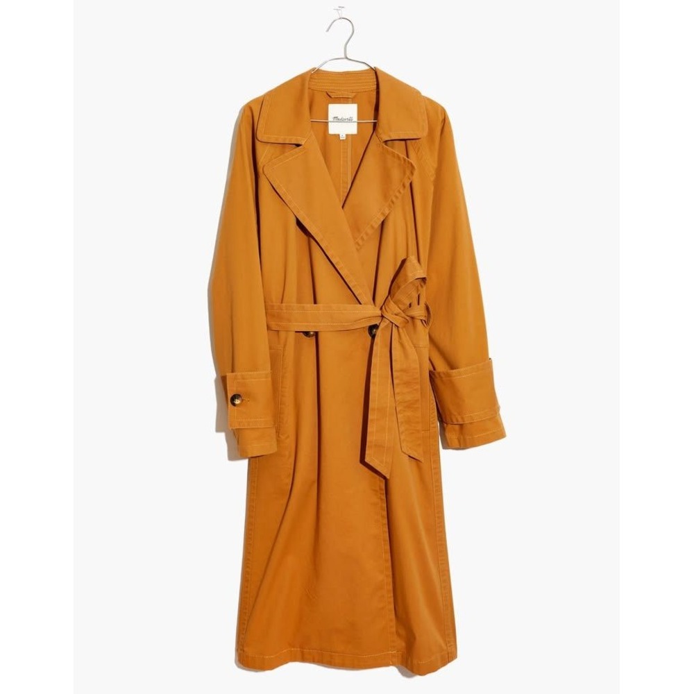 Madewell Sedgwick Trench Coat Women M Toffee Brown Duster Jacket Minimalist Boho